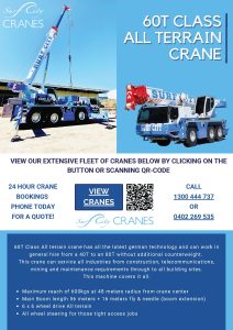 60T class terrain crane in Brisbane, QLD